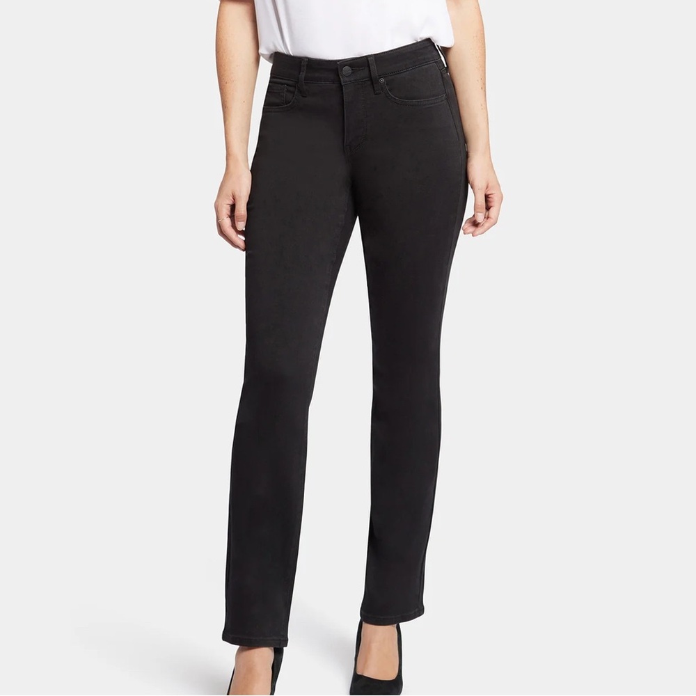NYDJ Black Straight Leg Jeans Sleek Stretchy Denim